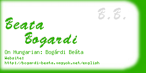 beata bogardi business card
