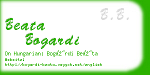 beata bogardi business card